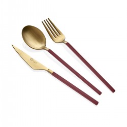 Glore Lizbon Mat Gold-kırmızı Çatal-bıçak-kaşık Seti 30 Parça
