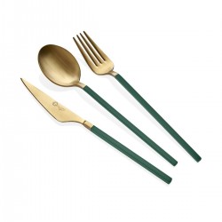 Glore Lizbon Mat Gold-yeşil Çatal-bıçak-kaşık Seti 30 Parça