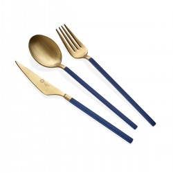 Glore Lizbon Mat Gold-lacivert Çatal-bıçak-kaşık Seti 30 Parça