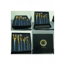 Glore Lizbon Mat Gold-siyah Çatal-bıçak-kaşık Seti 30 Parça