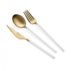 Glore Lizbon Mat Gold-beyaz Çatal-bıçak-kaşık Seti 30 Parça