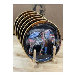 Elephant Siyah Pasta Tabağı 21 cm 6 lı